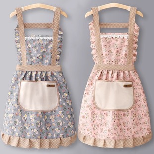 Lace apron, kitchen, home, waist belt, pocket, princess style, dirt-resistant, hand-wiping, waterproof and oil-resistant, wholesale of bibs pic 5