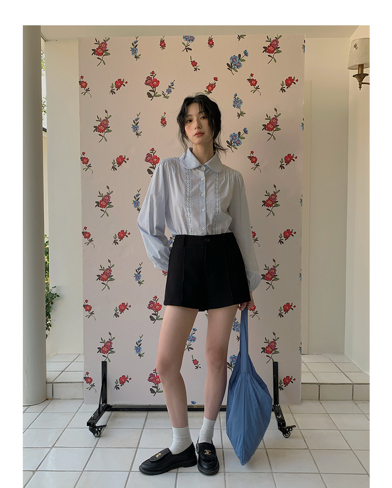 【候麦的春天】歌铭法式娃娃领衬衫春季新款复古蕾丝上衣女Y1122F详情22