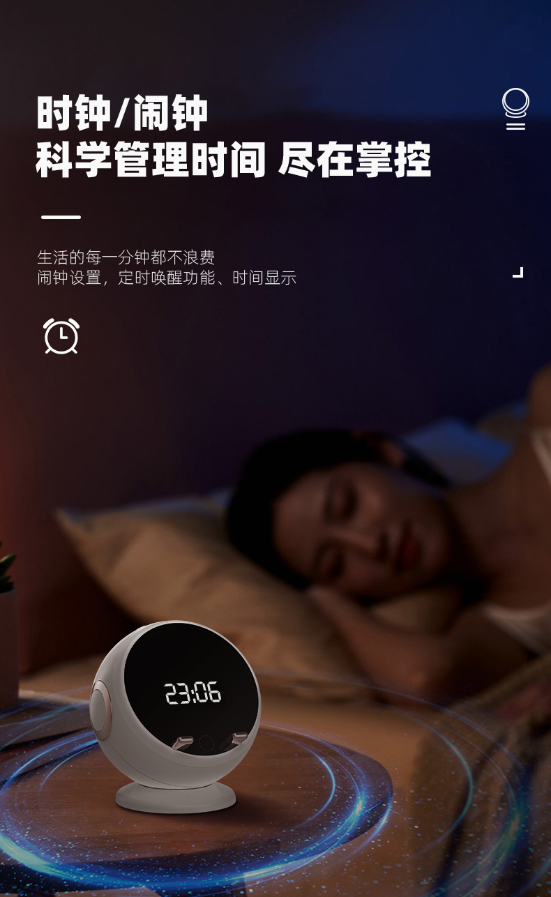Creative smart Bluetooth speaker, clock, alarm clock, insert TF card, connect to computer, speaker, wireless charger, makeup mirror, ambient light pic 9