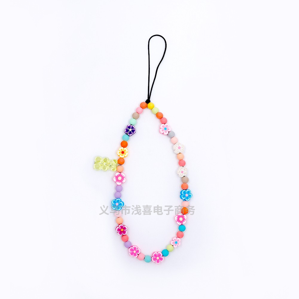 European and American soft clay phone chain, colorful fruit anti-loss creative phone case hanging decoration, flower heart phone lanyard pic 3