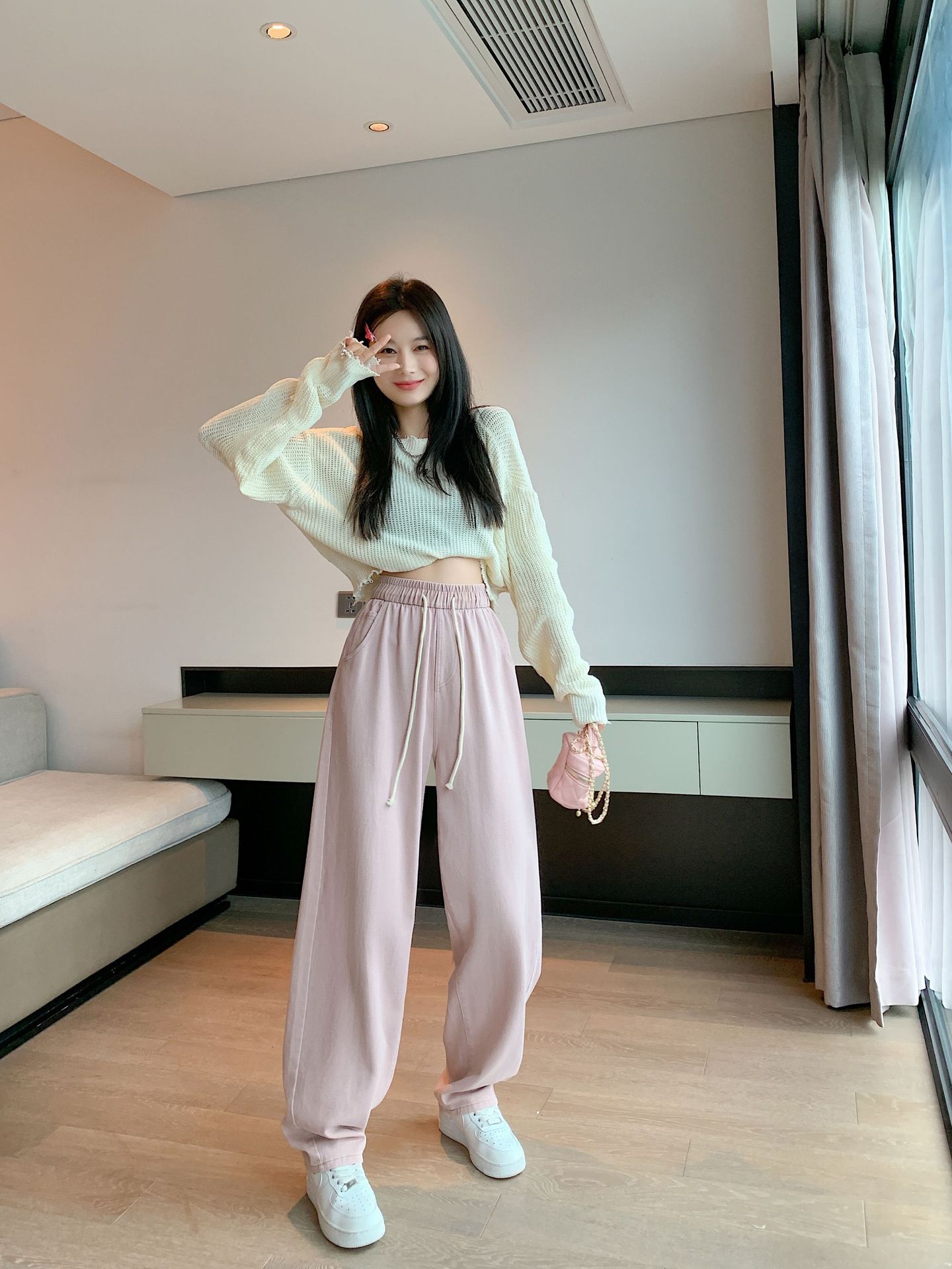 纯棉休闲裤女夏秋新款复古宽松百搭显瘦松紧腰九分裤时尚哈伦裤子详情14