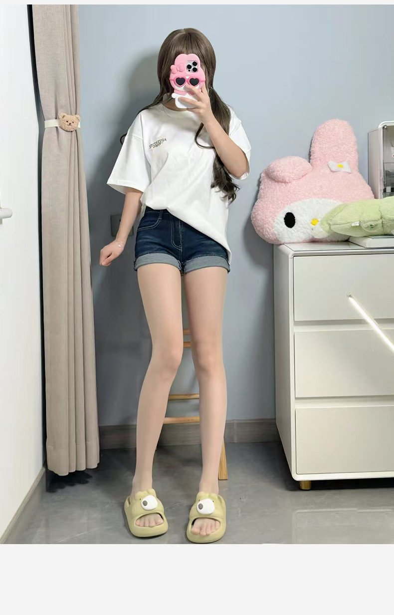 红辣椒薄荷曼波美肤袜女高透防勾丝丝袜女夏薄款0d绿色显白连裤袜详情17