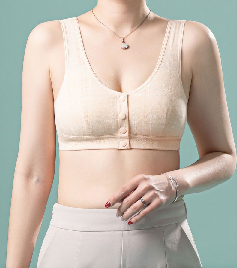 莫代尔棉妈妈内衣背心式前扣文胸无钢圈中年妇女大码夏季薄款胸罩详情23