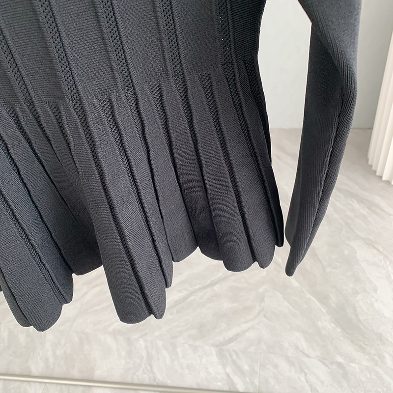 Bajia Heavy Industry Crystal button waist-cinching knitted sweater for women 24 early Autumn new style, slimming and hollowed-out high-end top pic 12