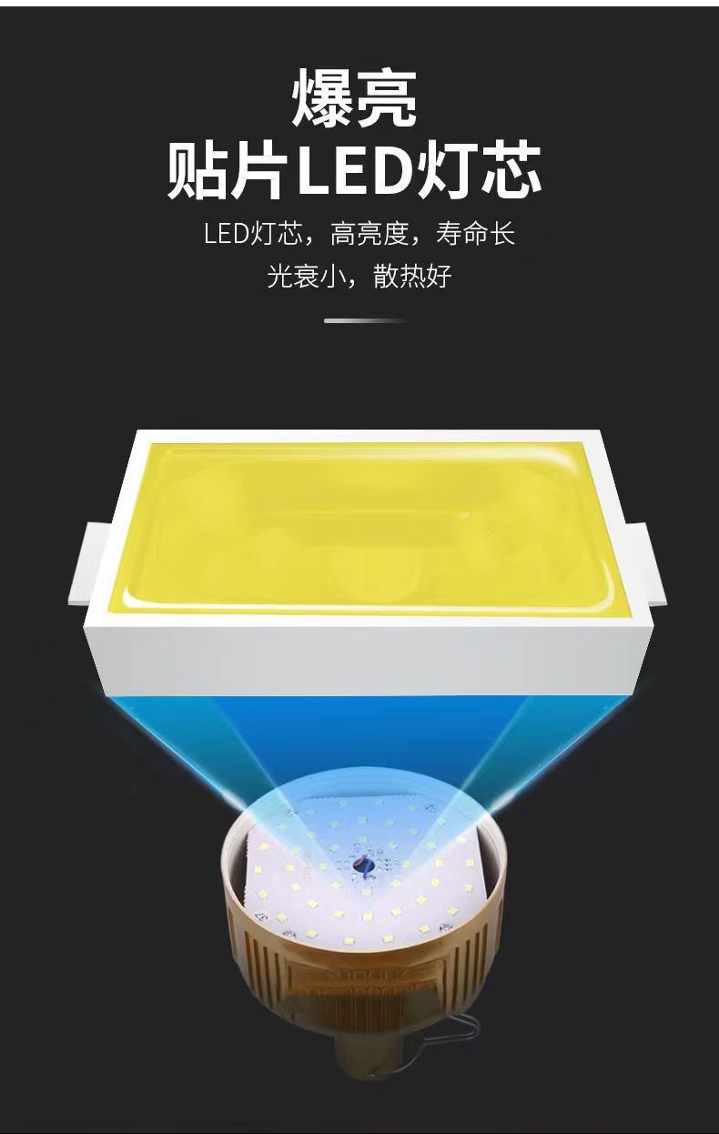 LED rechargeable bulbs, outdoor waterproof night market lights, street lighting, household power outage emergency lights, portable and dimmable pic 5