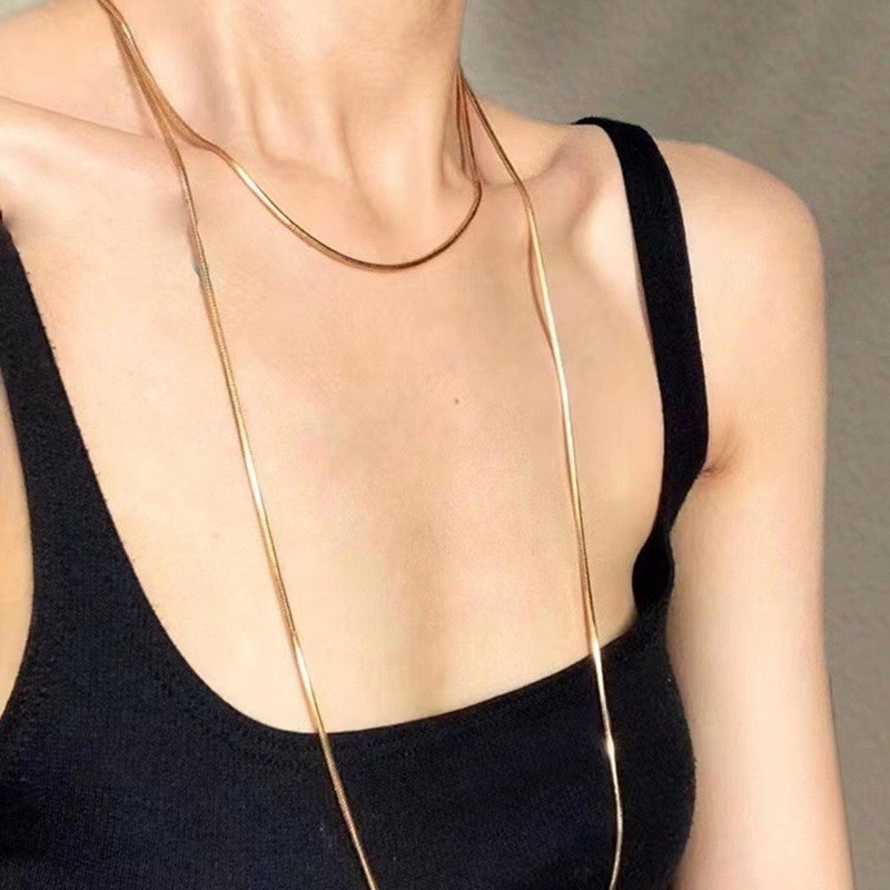 青岛美琳简约日常项链 素链蛇骨链颈链毛衣链高级欧美风锁骨链女详情3