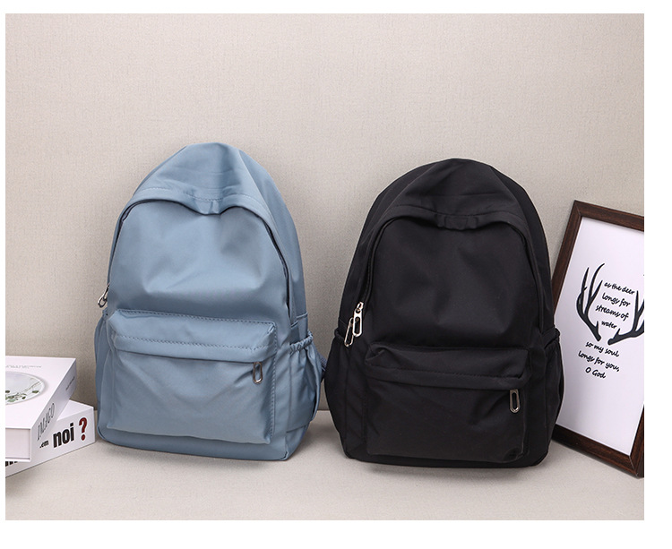 休闲大容量双肩包女生韩版纯色简约大学生书包尼龙轻便休闲背包详情20