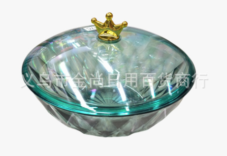 高级轻奢透明果盘蛋糕盘水果盘点心盘家用带盖子菱形纹沙拉碗彩色详情6