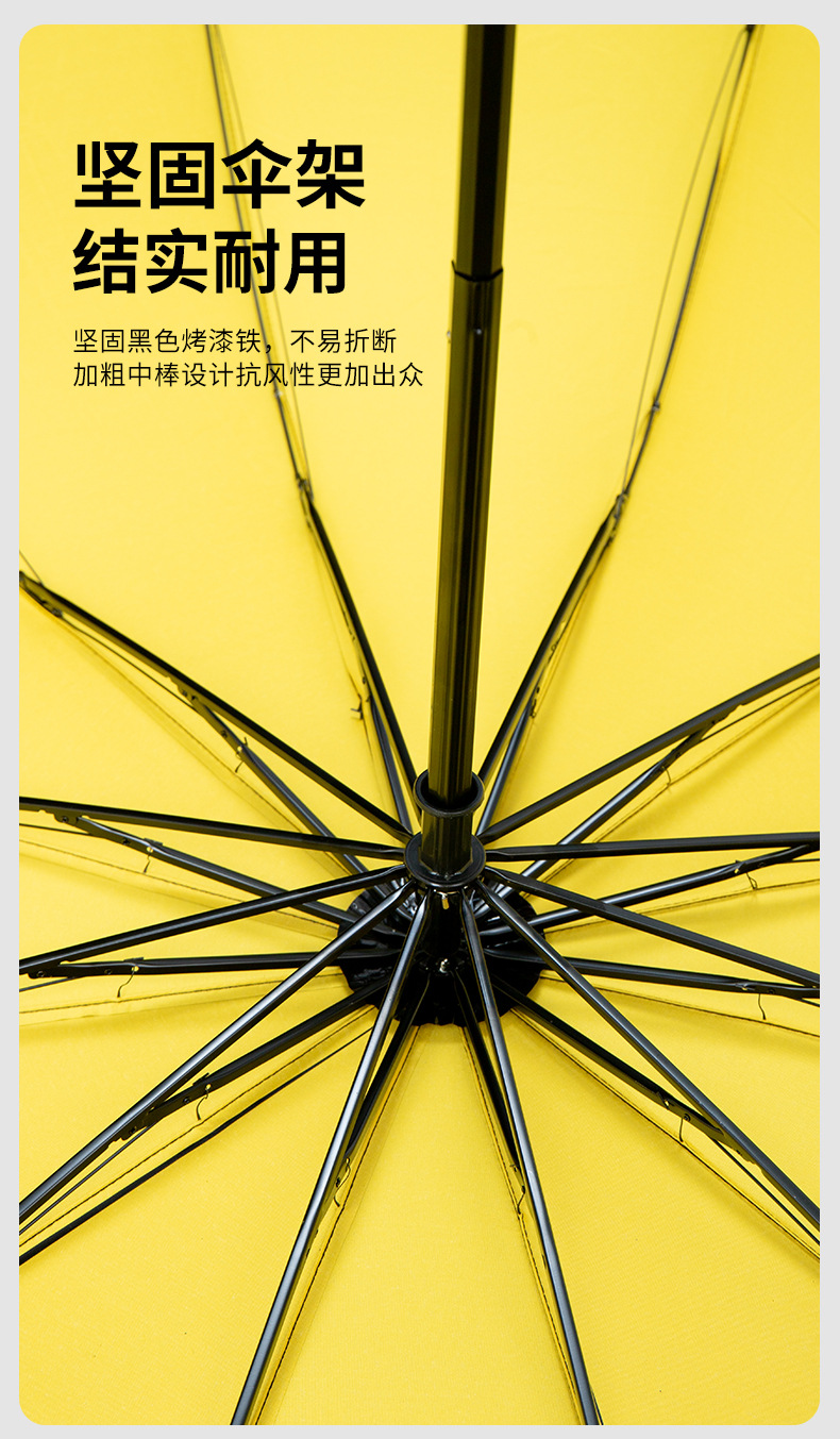 手动雨伞加大加厚加固防暴雨折叠伞晴雨两用遮阳伞女批发定制耐用详情12