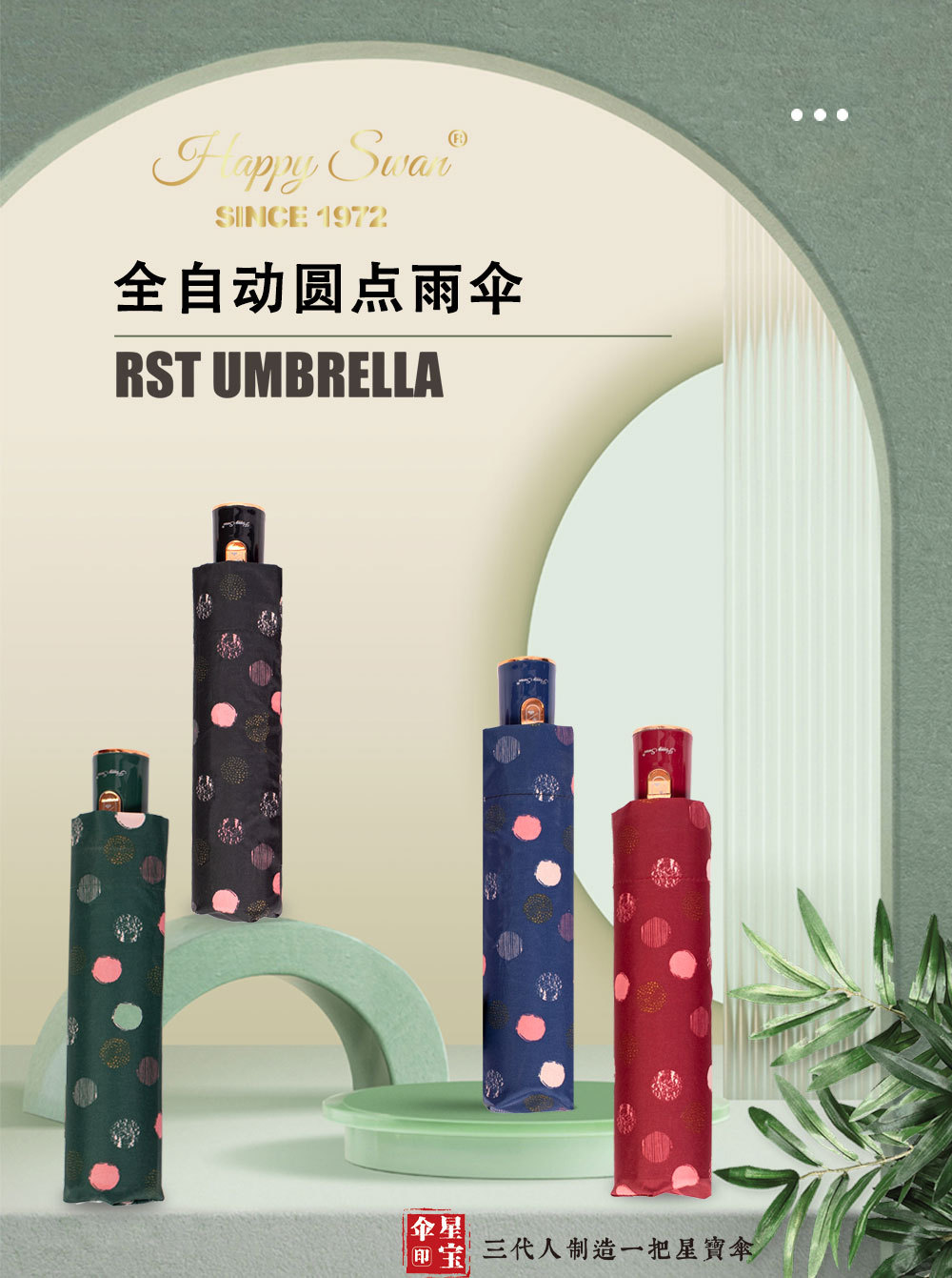 【外贸】星宝跨境三折半自动伞出口雨伞3 folding umbrella stock详情2