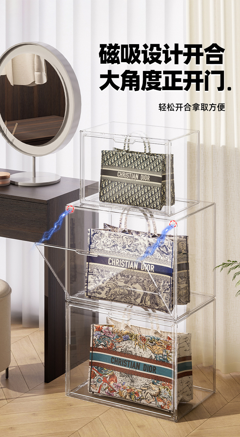 High-transparency shoe box, AJ high-top basketball shoe storage box, stackable magnetic figurine blind box display bag storage box pic 15