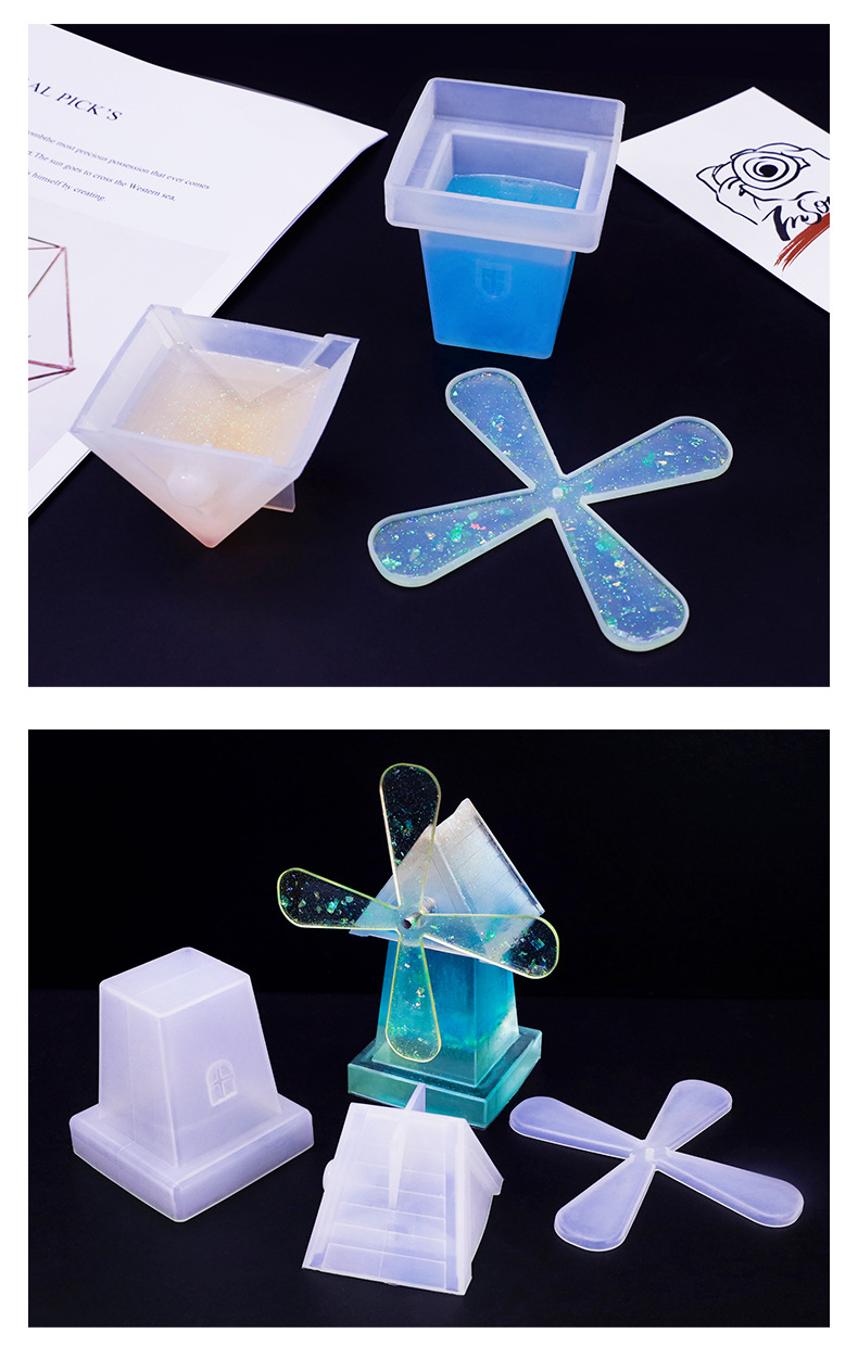 diy水晶滴胶旋转风车模具跨境亚马逊饰品摆台摆件蜡烛硅胶模具详情7