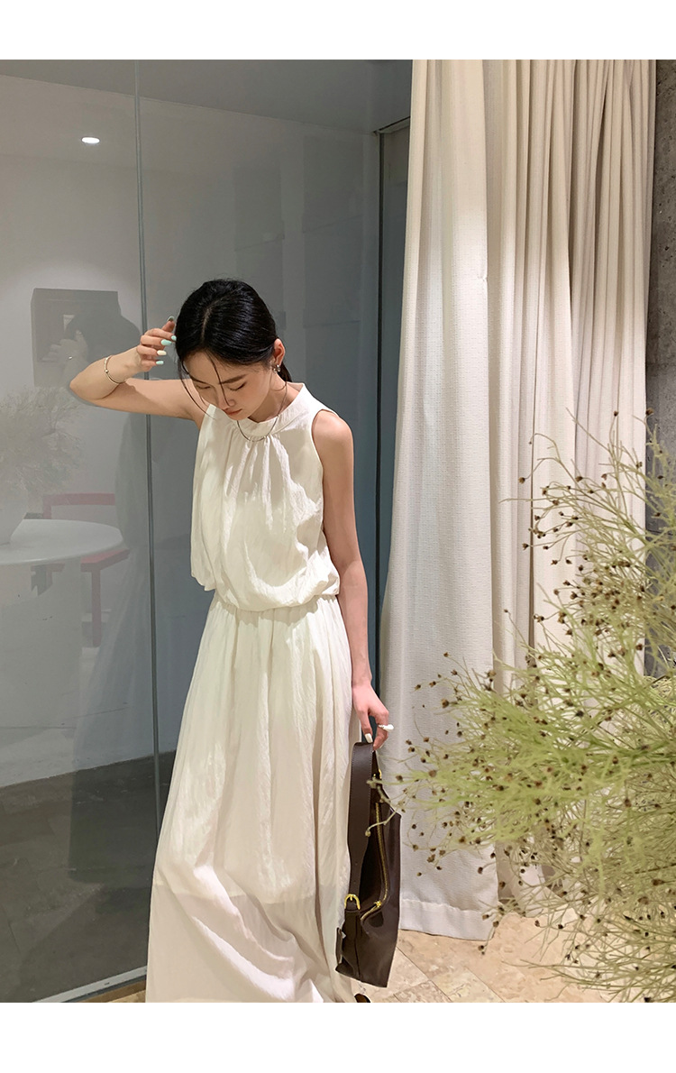 十三行日落女装夏季两件套女高级感度假风无袖挂脖上衣套装裙9251详情5