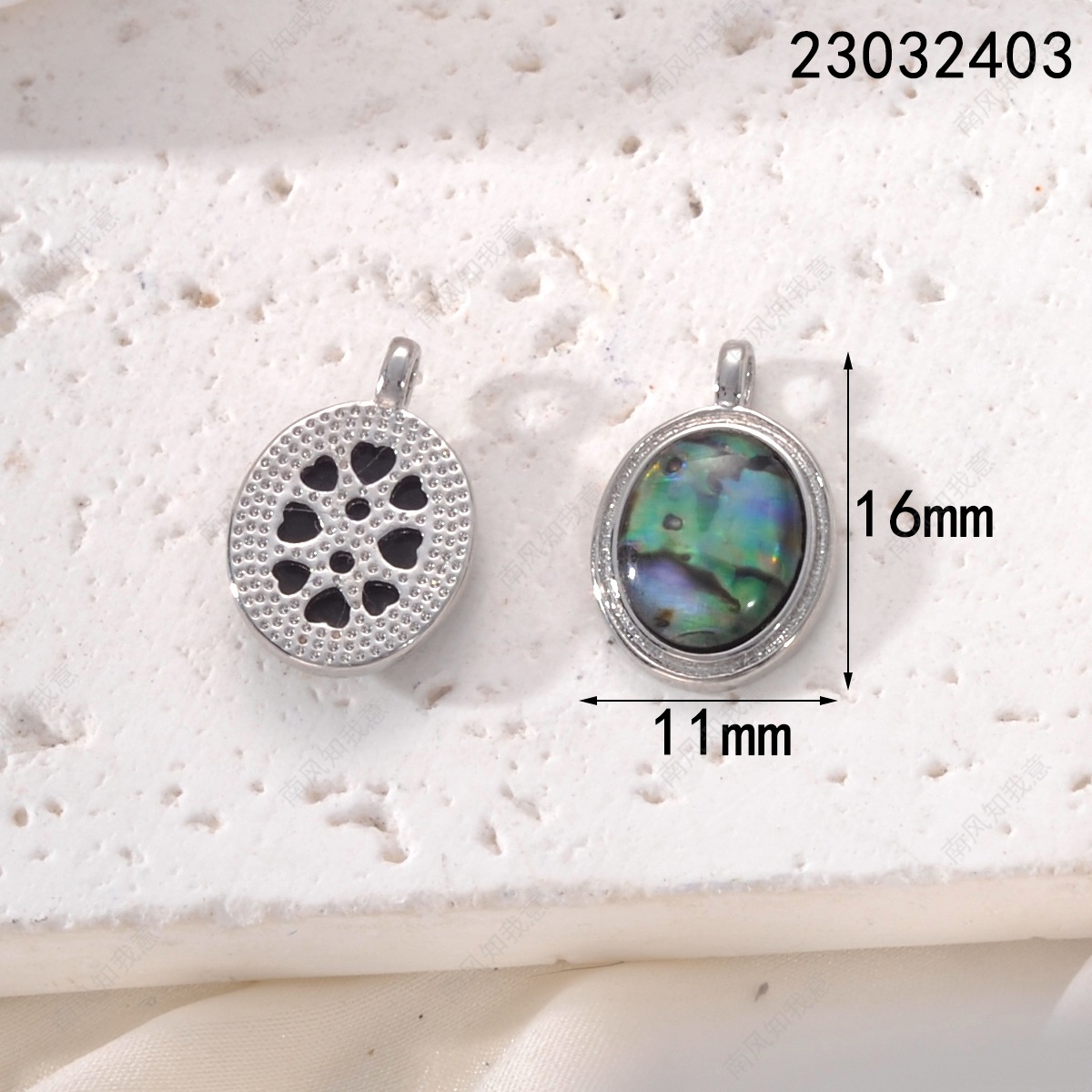 Copper-plated 18k gold pearl necklace pendant with abalone and shell oval tag, high-end DIY jewelry accessory pic 5