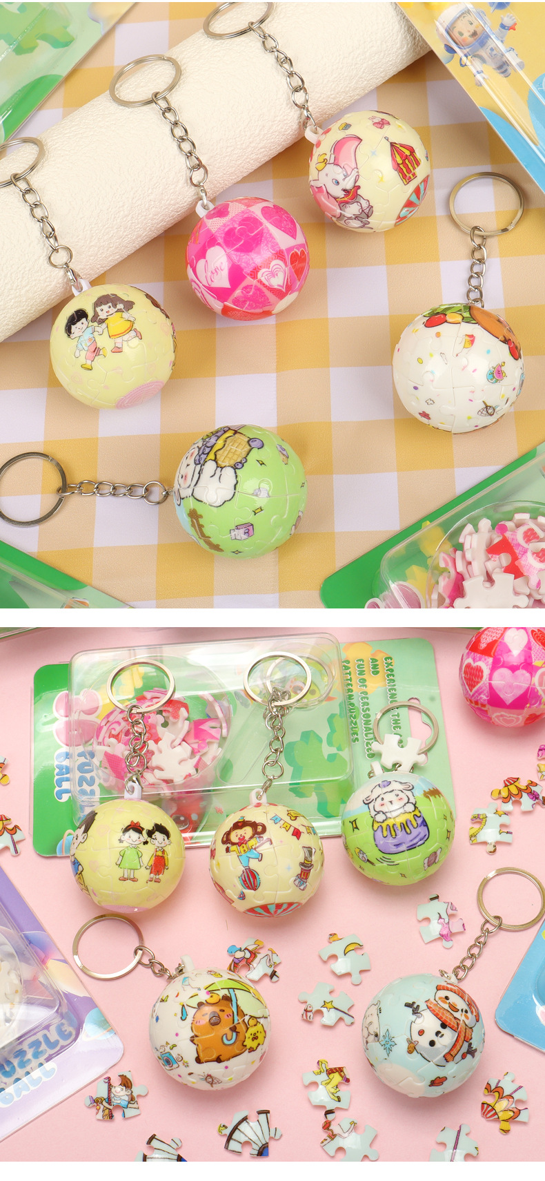 Puzzle keychain, 3D spherical puzzle, bean-shaped puzzle, detachable wooden boat toy, creative key pendant pic 13