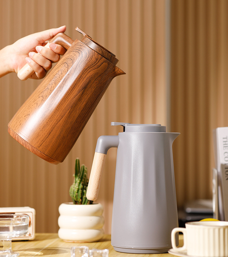 New cross-border wooden handle large-capacity thermos, household coffee pot, thermos, water bottle, hot water kettle, dormitory thermos, fashionable and portable thermos pic 12