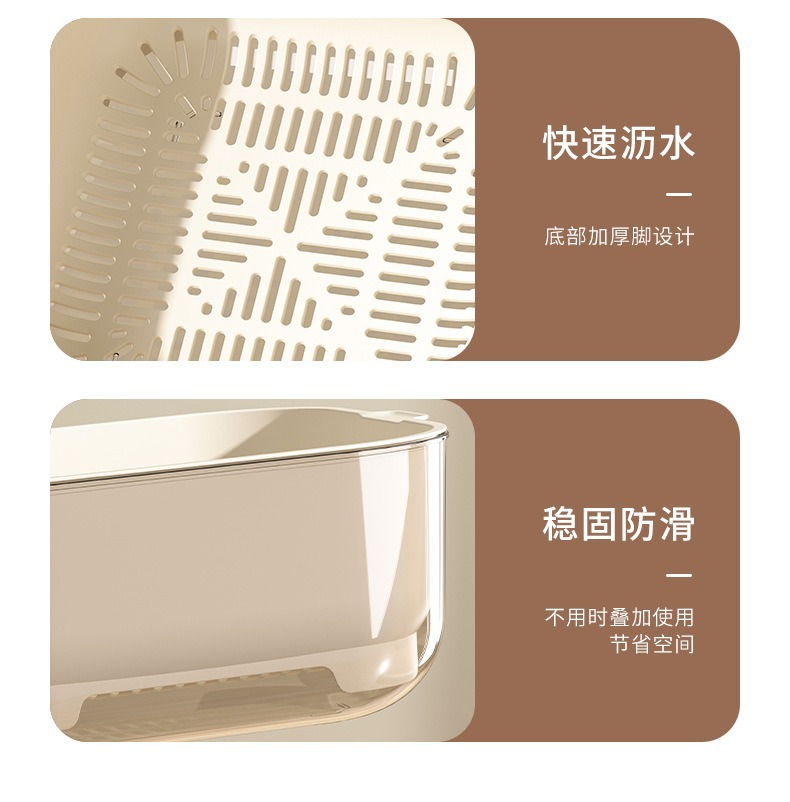 塑料沥水篮厨房用品收纳ins双层洗菜盆沥干篮大容量洗水果洗菜篮详情11