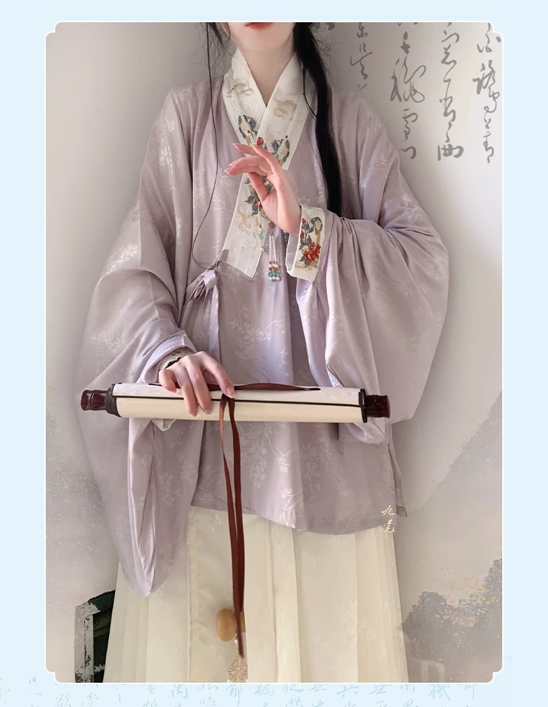 国潮明制原创新款汉服女中国风对交穿交领短衫马面裙春季款两件套详情11