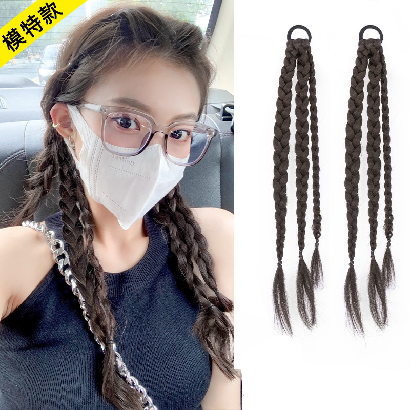 甜酷y2k假发辫子马尾绑发圈脏脏辫女拳击辫发饰儿童编发神器头绳详情11