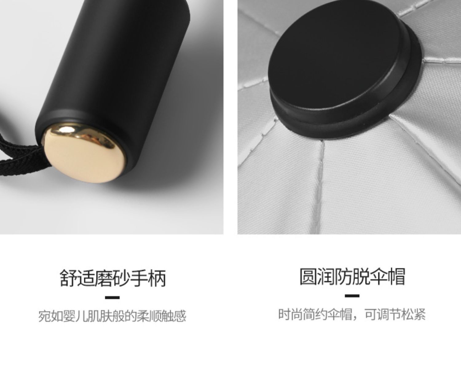 双层太阳伞 UPF50+钛银防晒遮阳伞 零透光黑胶三折太阳伞防紫外线详情12