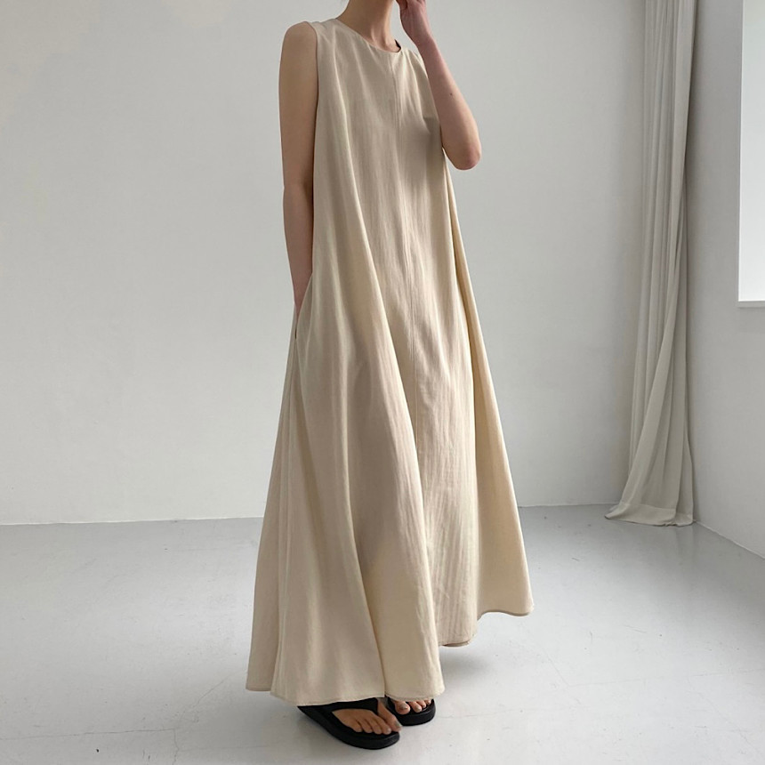 Cross-border bestseller 2024 Summer chic casual, simple and loose sleeveless long cotton and linen dress from Japan and South Korea pic 9
