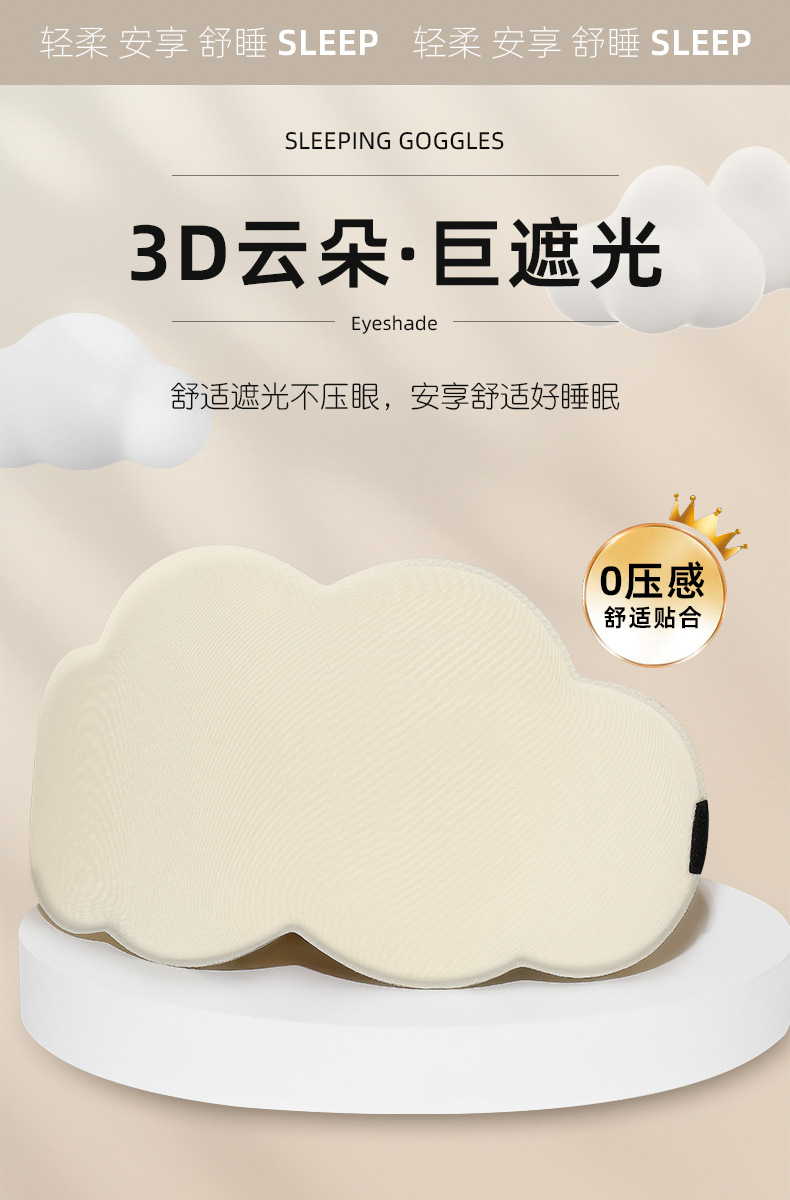 3D云朵眼罩午休睡眠透气遮光护眼罩男女慢回弹记忆棉舒适缓解疲劳详情1