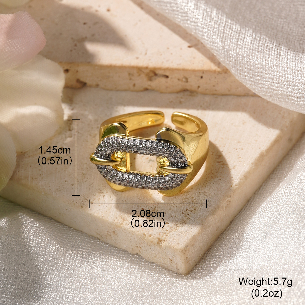 European and American ins light luxury open ring, fashionable and versatile, geometric line zirconium-inlaid small chanel-style simple ring, niche wholesale pic 25