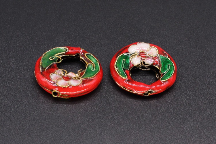 Traditional high-temperature cloisonne enamel filigree silver blue DIY jewelry accessories, spacer beads Cloisonne 20mm large earrings pic 3