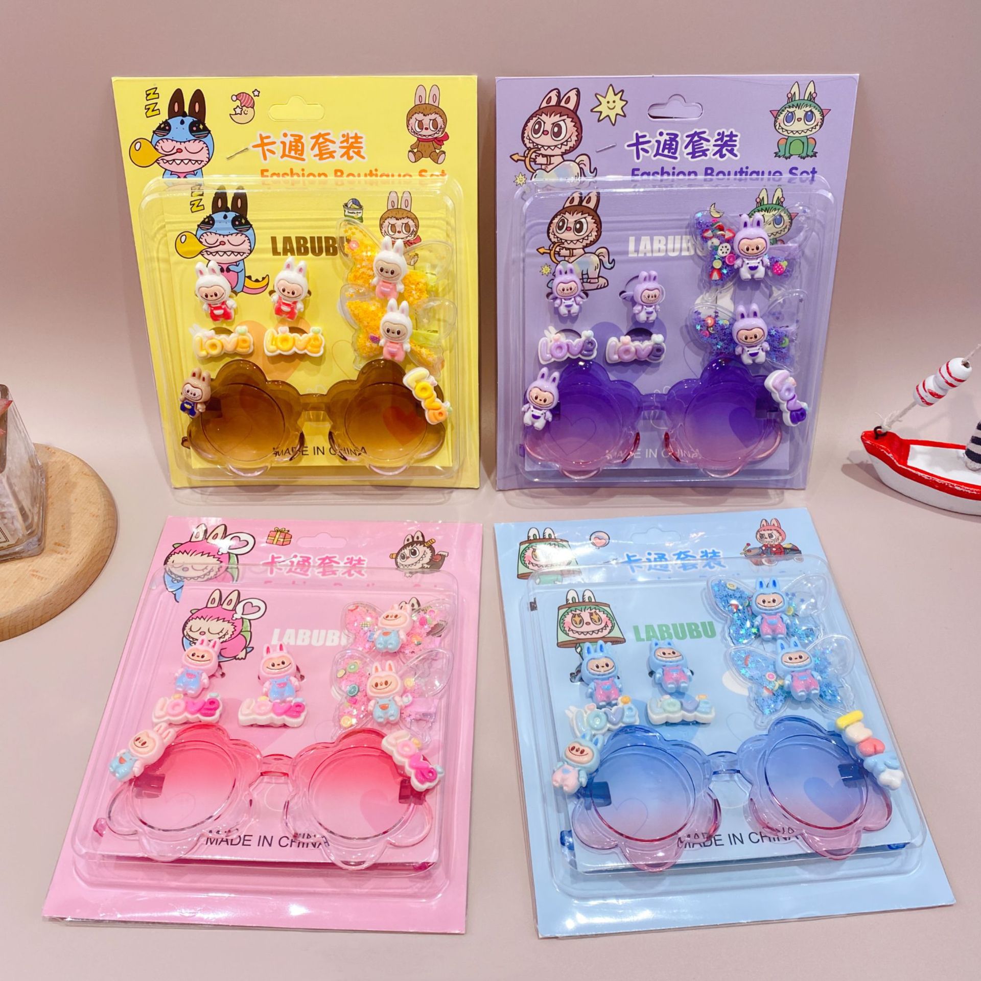 新款哒哒咘眼镜卡通皮筋发夹饰品套装可爱少女心装扮潮玩时尚精品详情3