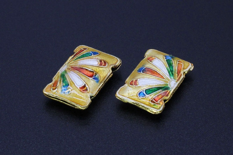 Traditional high-temperature enamel mechanism silver-blue ancient-style jewelry accessory, back cloud partition beads, cloisonne 20*13mm finger beads pic 3
