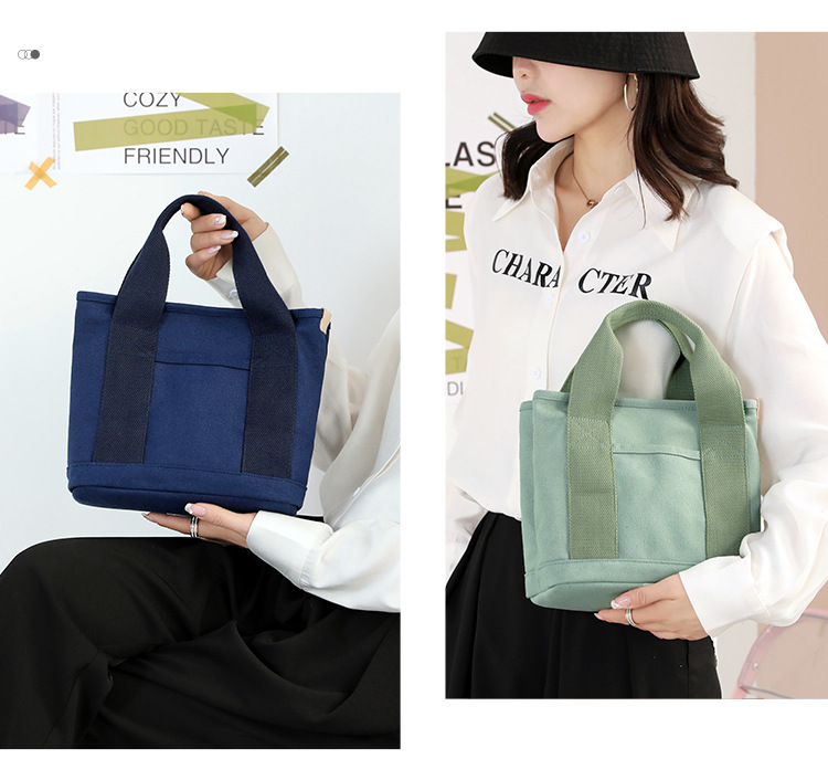 小包加拉链日本千层包小众简约单肩包手提加厚帆布手机水桶托特包详情24