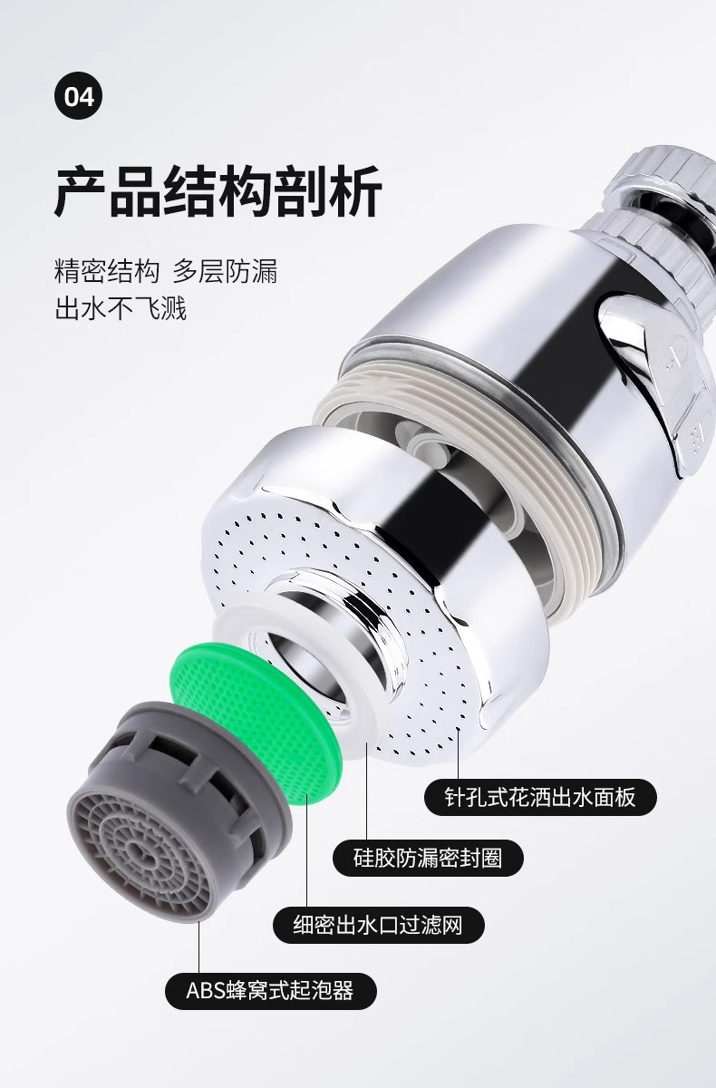 Universal faucet extender, showerhead pressure-increasing filter, filter lengthening foaming device, anti-splash water-saving extender pic 7