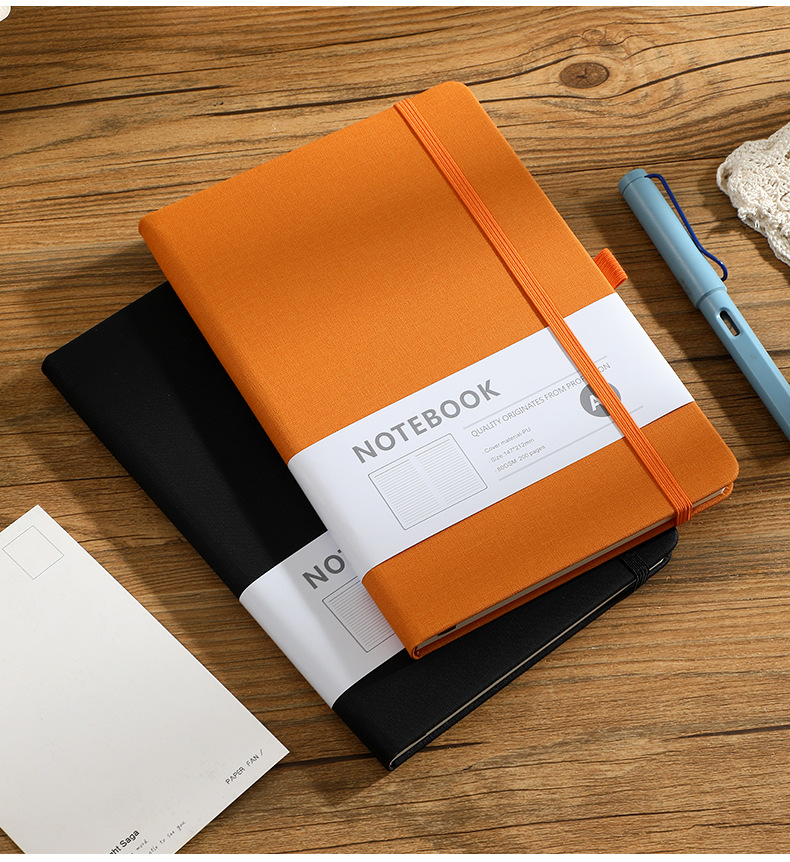 Customized a5 notebook with elastic band, horizontal line dot printing, office notebook, skin-like leather, student diary, high appearance level pic 14