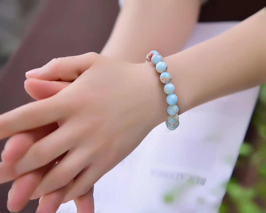 Personalized Shoushan stone bracelet, tender green, artistic, best friend couple bracelet gift, simple small gift jewelry for men and women pic 2