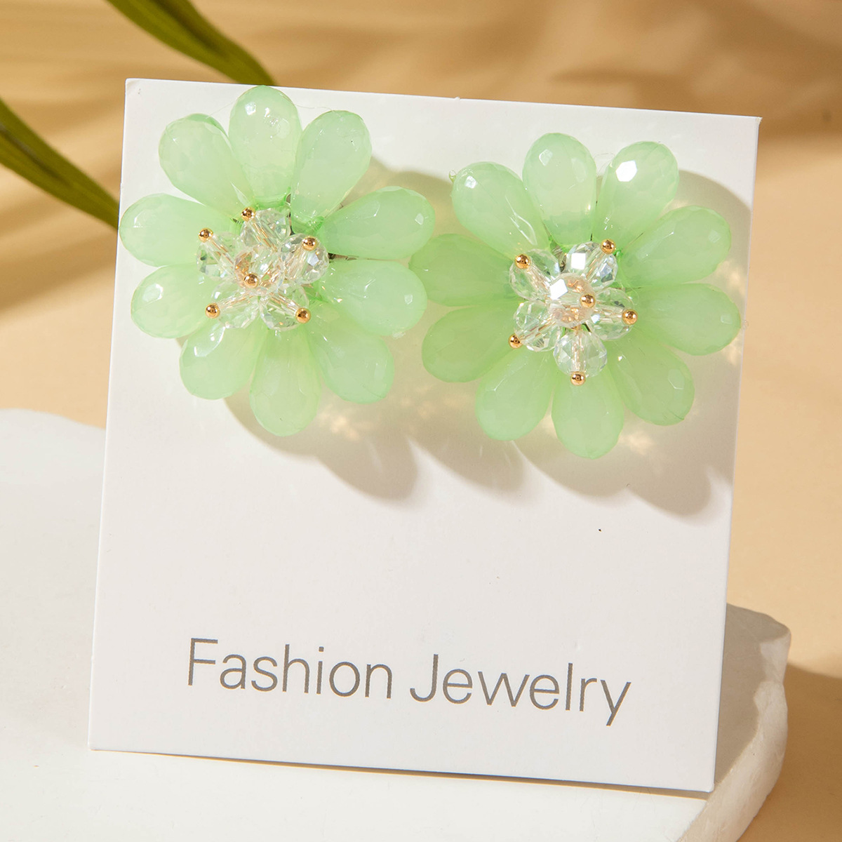 亚马逊跨境清新甜美彩色树脂花瓣花朵耳钉气质多巴胺 耳环耳饰女详情55