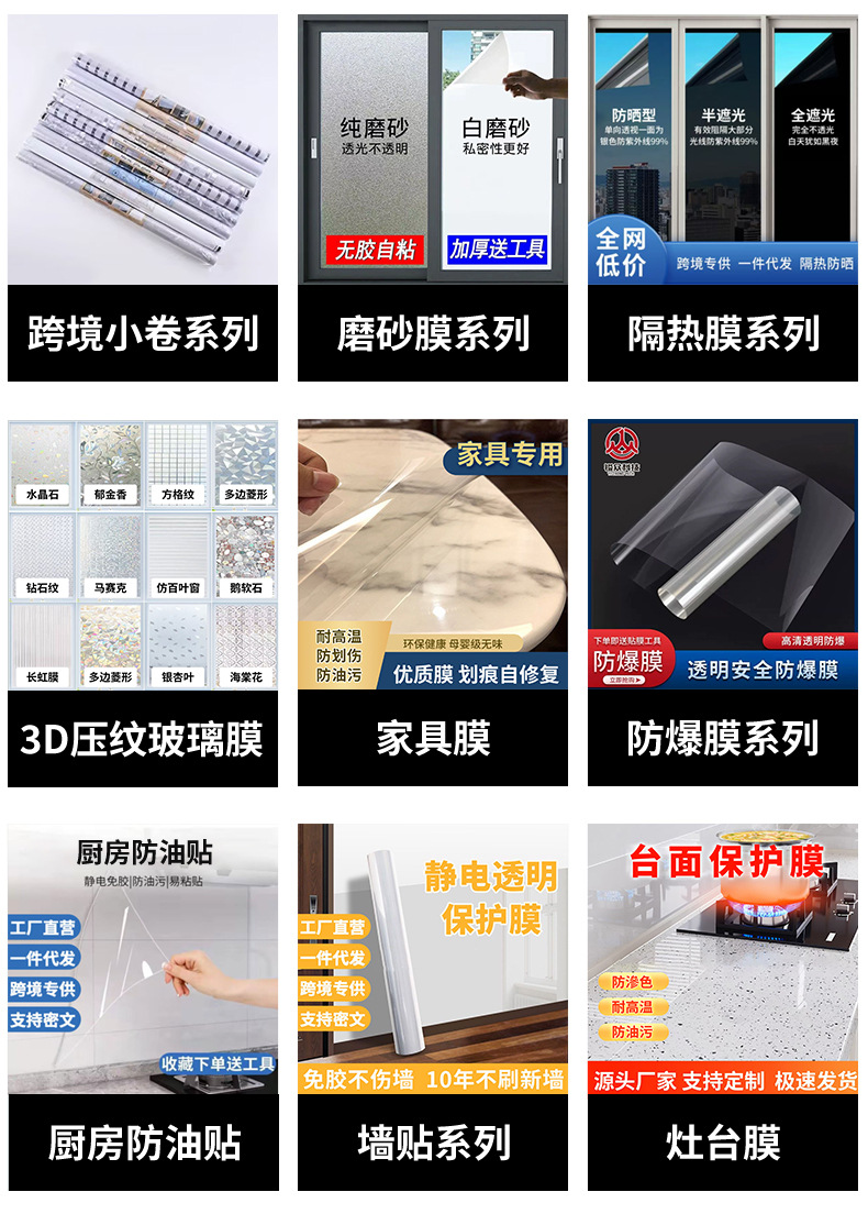 墙面静电墙贴乳胶漆墙面保护膜无胶静电墙纸厨房防水防油防污贴纸详情2