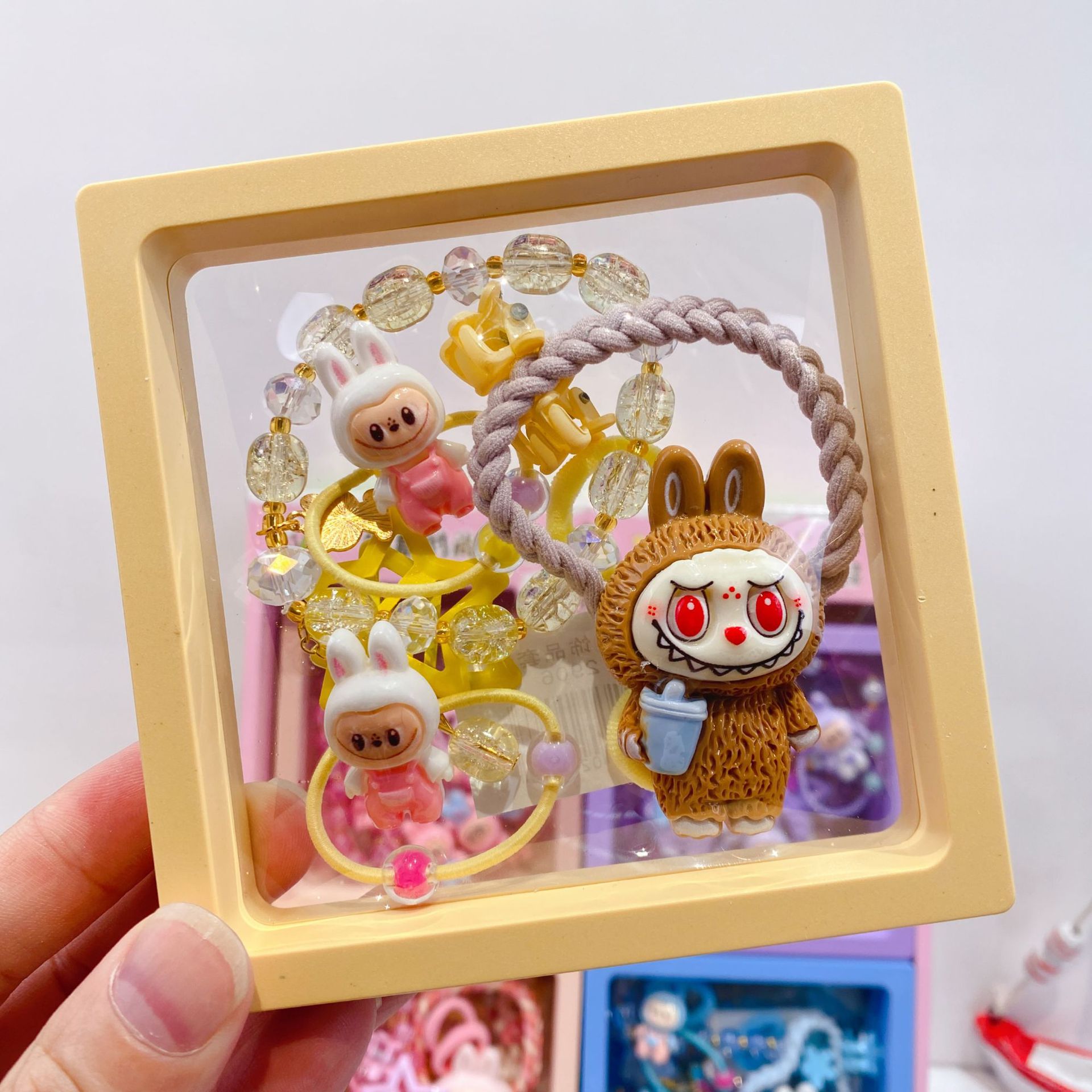 新款哒布布水晶手链卡通皮筋发夹饰品套装可爱少女心装扮时尚精品详情8