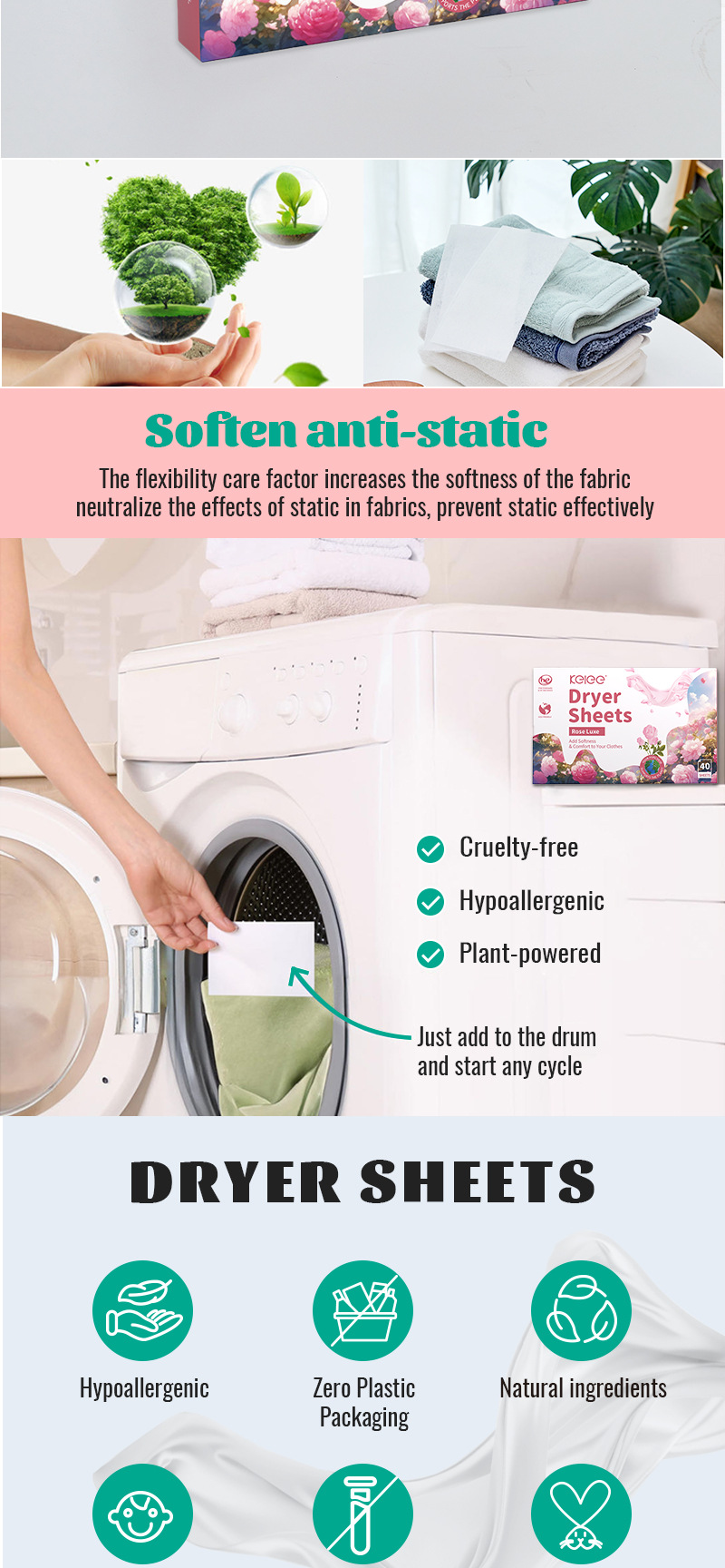 Factory wholesale of fabric softening tablets, drying machines, drying tablets, scented clothes, lingering fragrance tablets, laundry companions, household laundry wholesale pic 2