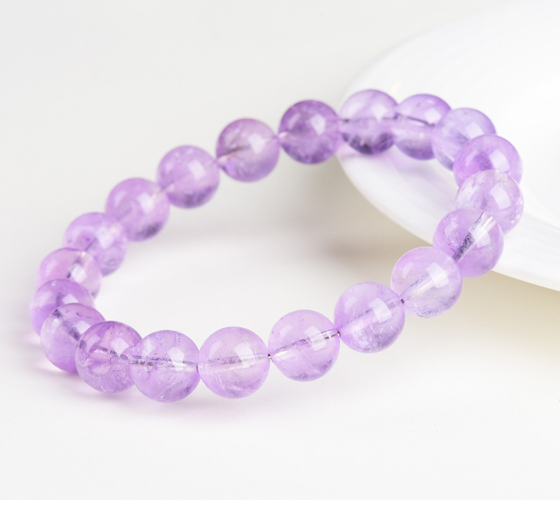 Jiuya Crystal Natural Ice Type Lavender Round Bead Bracelet, Fresh and transparent light amethyst bracelet wholesale pic 11