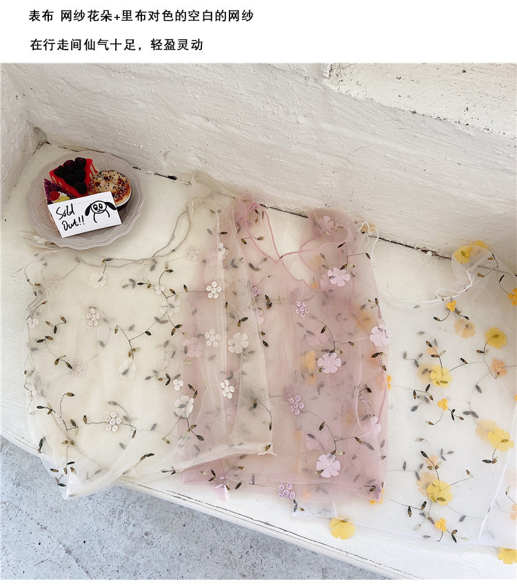 现货新款网纱刺绣花朵包仙女夏日可爱小清新网纱袋手拎包袋女批发详情2