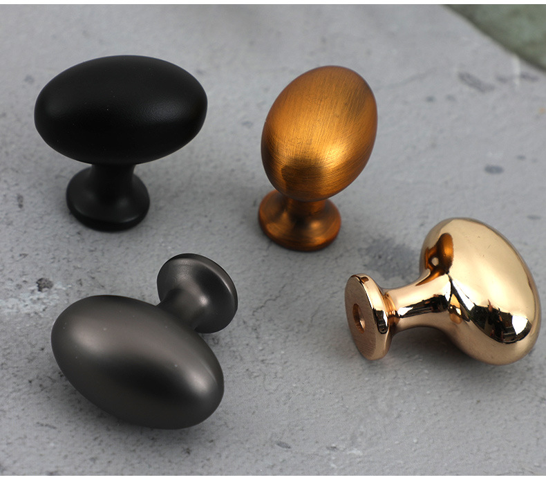 鸽子蛋椭圆抽屉单孔拉手北欧金色亮光黑色橱柜衣柜家具圆形小拉手详情39