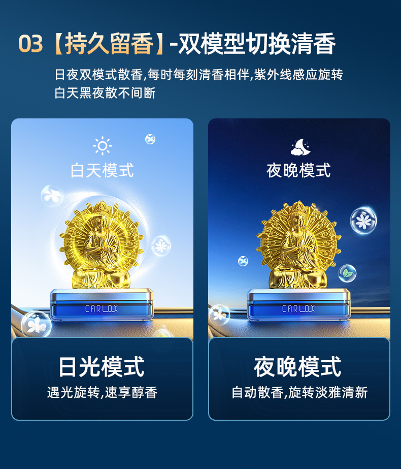 Solar-powered thousand-handed Guanyin car ornaments, car perfumes, interior decorations for entering and exiting the safe center console, high-end men and women pic 8