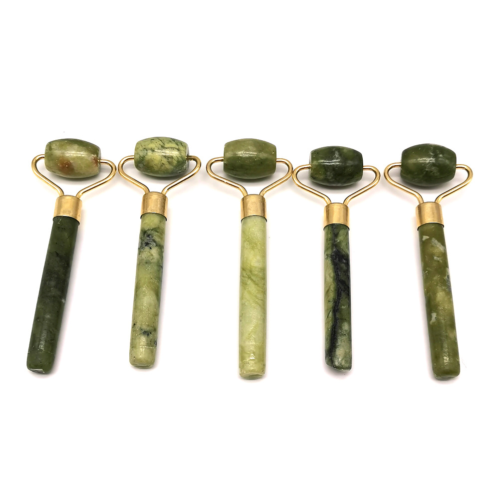 天然玉石美容器单小头绿凤玉滚轮面部脸部按摩美工具岫岩玉厂家详情6