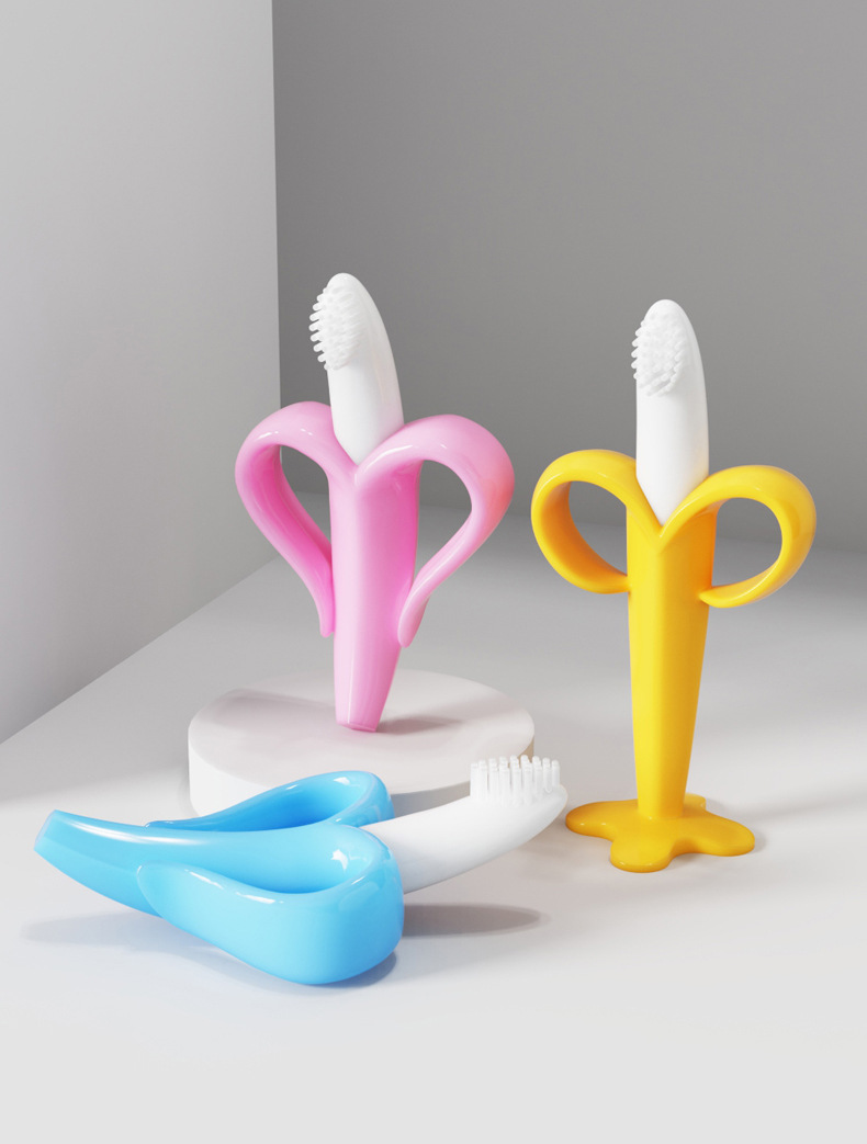 热销香蕉婴儿硅胶牙胶带吸盘咬胶磨牙棒食品级咬咬乐磨牙器详情9