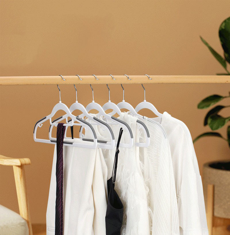 家用晾衣架挂衣衣橱无痕防滑衣服架防衣柜肩角双位批发干湿两用详情6