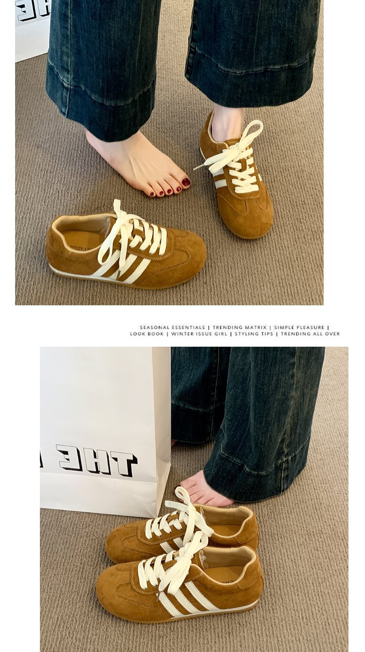 复古红色德训鞋女款小白鞋2025新款休闲板鞋运动厚底阿甘鞋详情8