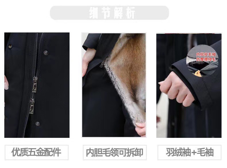 新款加厚冬季过膝 皮草 皮草派克服女 可拆卸 加长 皮毛一体外套详情13