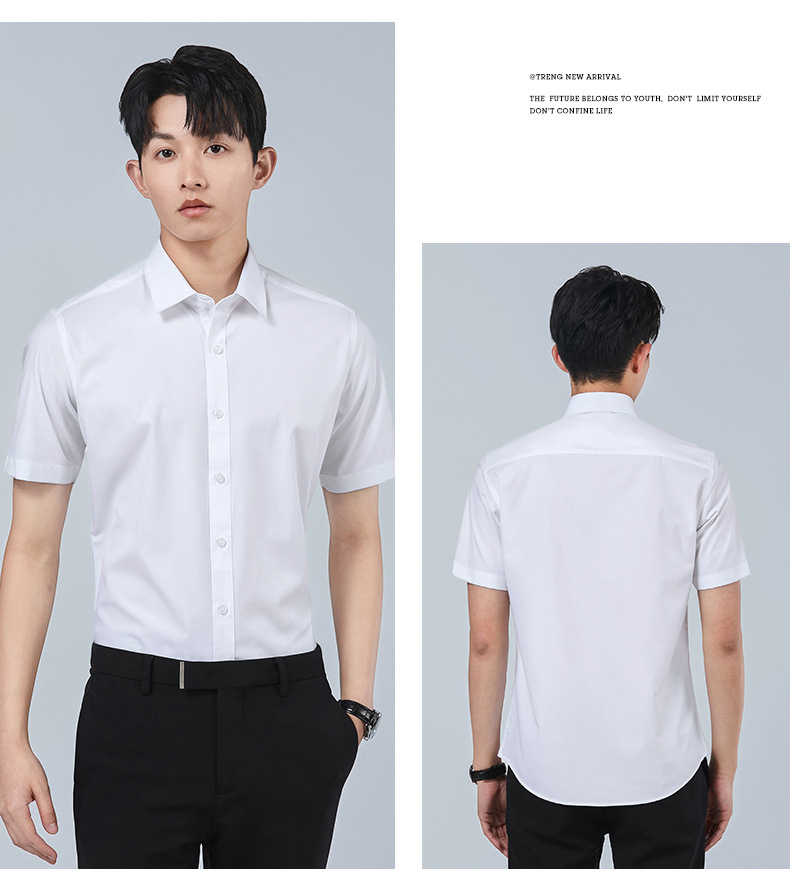 Modal short-sleeved shirt for men, summer stretch wrinkle-free business casual top, new summer commuter shirt pic 17