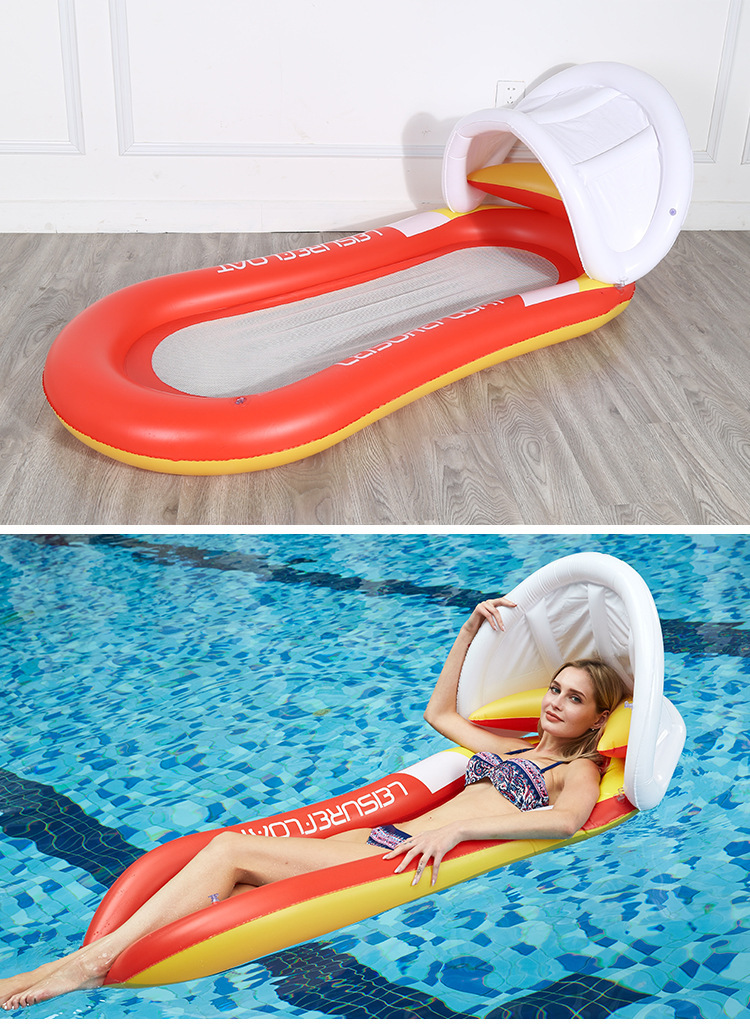 New inflatable canopy sunshade floating bed, pvc foldable lounge chair, outdoor water adult hammock backrest, pool, outdoor camping hammock, beach chair, summer toys pic 8