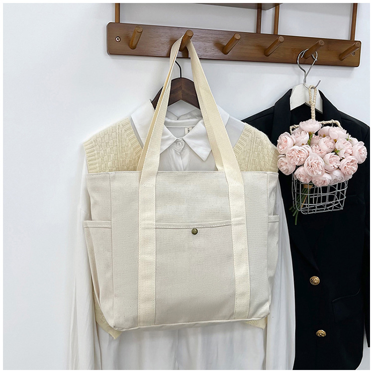 大容量托特帆布包上班外出高颜值通勤百搭文艺学生装书单肩布袋包详情35